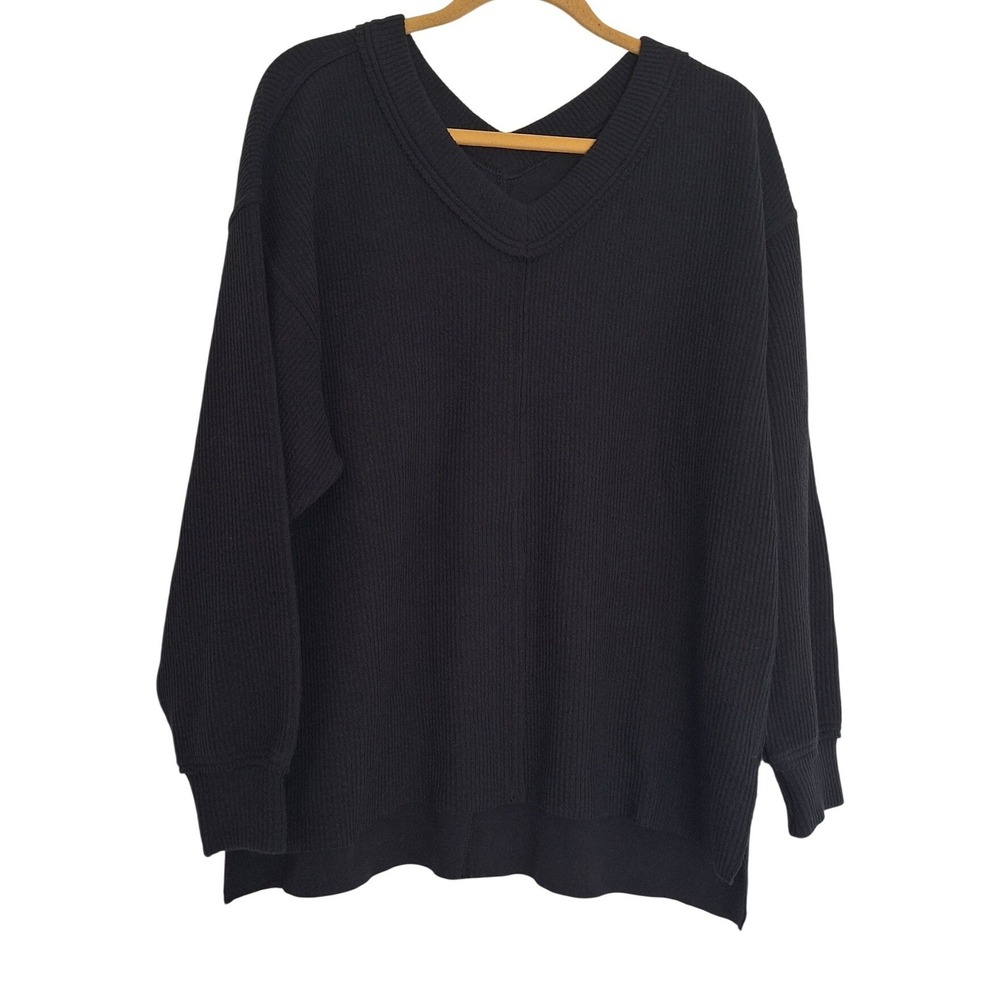 Aerie Black size s /p cotton Fleece Oversized Crewneck